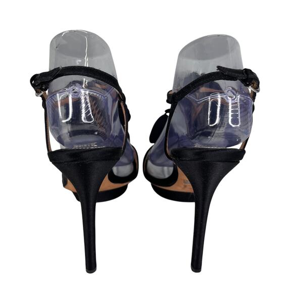 Badgley Mischka Black Satin Stilettos 5 1/2” Heel 9M - Picture 6 of 16